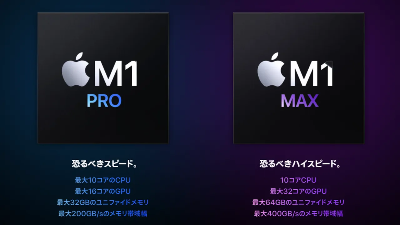 M1 Pro M1 Max 比較