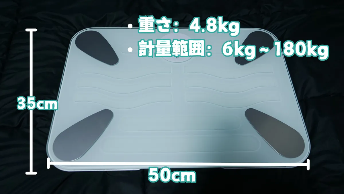 issin Smart Bath Mat のサイズと重さ 計量範囲